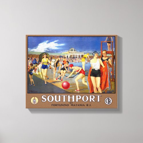 England Southport Restored Vintage Travel Poster Canvas Print