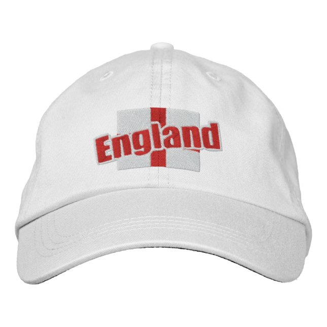 England St Georges Cross Patriotic Flag With Text Embroidered Baseball Hat (Front)