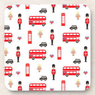 England Symbols Pattern Beverage Coaster