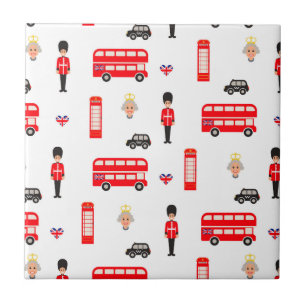 England Symbols Pattern Ceramic Tile