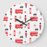 England Symbols Pattern Large Clock