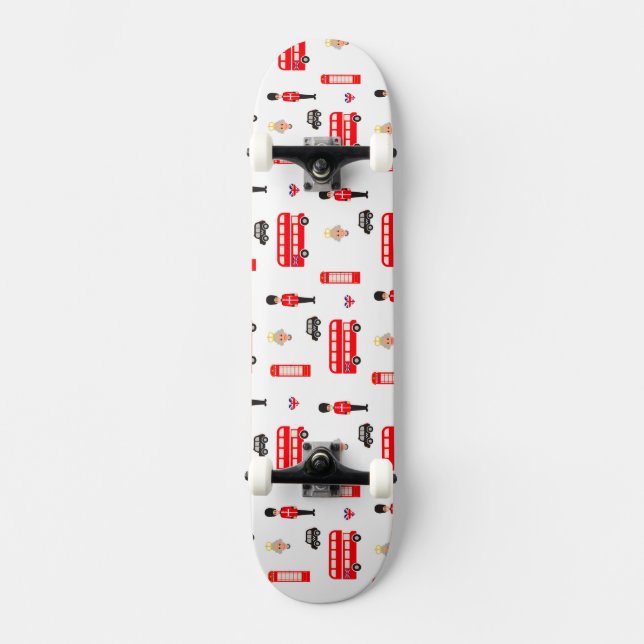 England Symbols Pattern Skateboard Deck (Front)