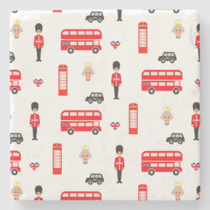 England Symbols Pattern Stone Coaster