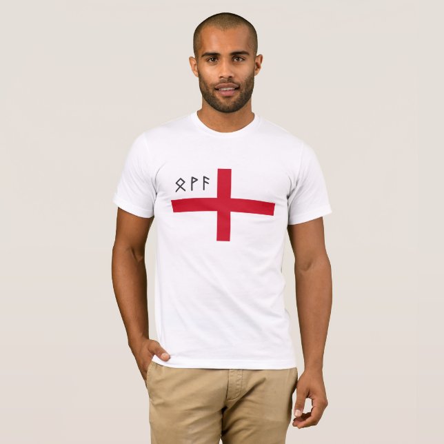 England T-Shirt - Flag with Anglo-Saxon Runes (Front Full)