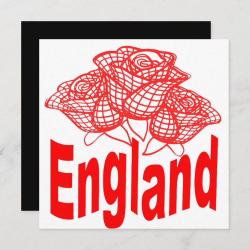 England Text With Stylized English Red Roses  Invitation