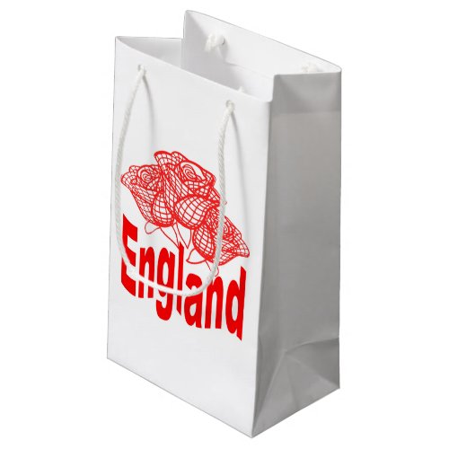 England Text With Stylized English Red Roses  Small Gift Bag