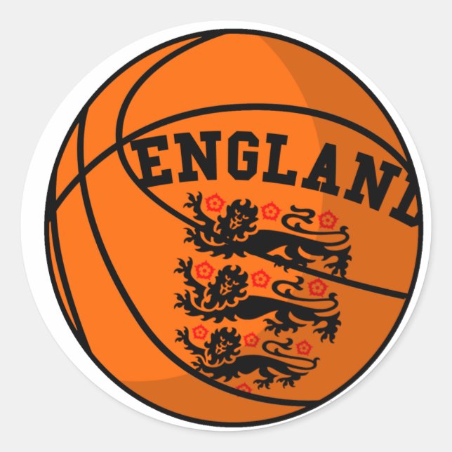 England Three Lions Basketball Sticker (Front)