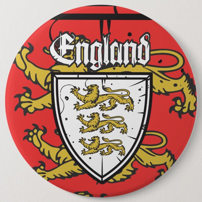 England Three Lions Wooden Shield Button (Front)