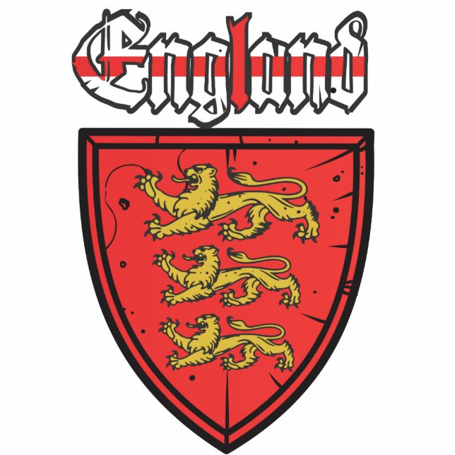 England Three Lions Wooden Shield Statuette (Front)