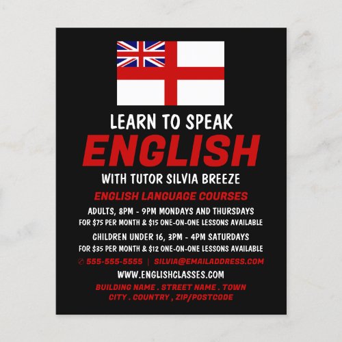 England UK Flag English Language Course Advert Flyer