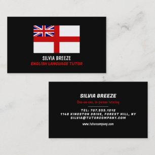 England UK Flag, English Language Tutor, Teacher Business Card