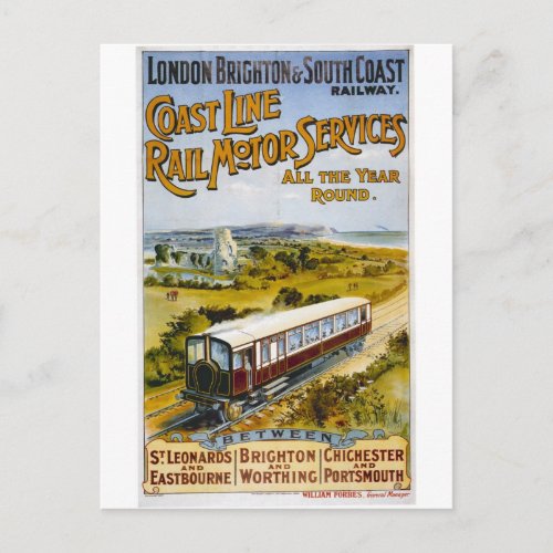 England UK Railway Train Vintage Travel Postcard