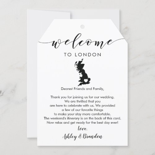 England UK Wedding Welcome Tag Letter Itinerary