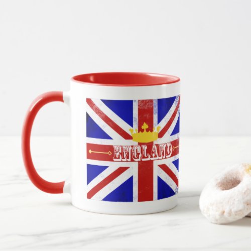 England Union Jack British Themed Distressed Flag Mug
