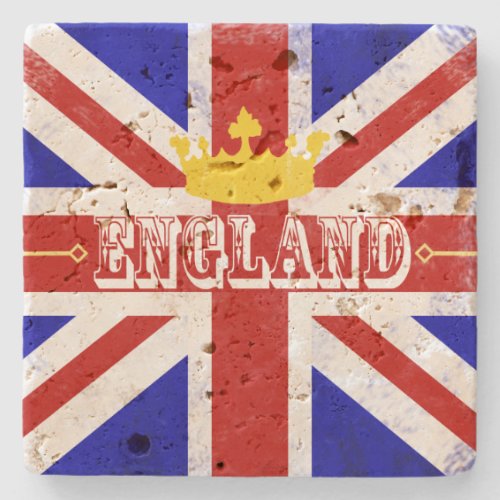 England Union Jack British Themed Distressed Flag Stone Coaster