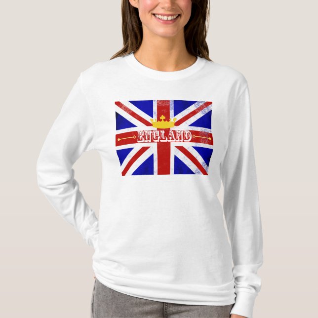 England Union Jack British Themed Distressed T-Shirt (Front)