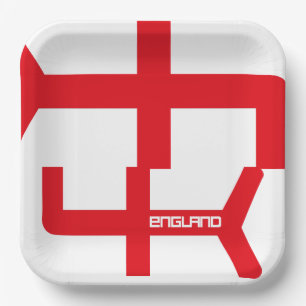 ENGLAND VER UK FLAG TEXT BY MASANSER PIXELAT PAPER PLATES