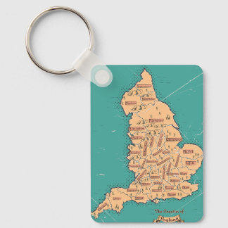 England Vintage Counties Map Keychain