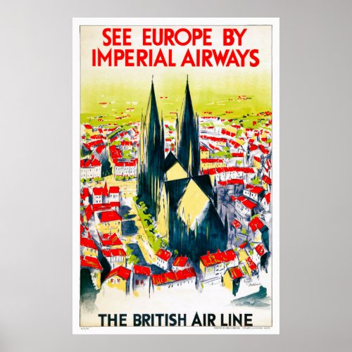 England Vintage Travel Poster Restored