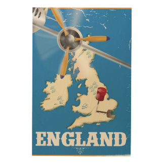 England vintage travel poster. wood wall art