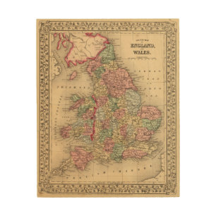 England, Wales Map by Mitchell Wood Wall Art