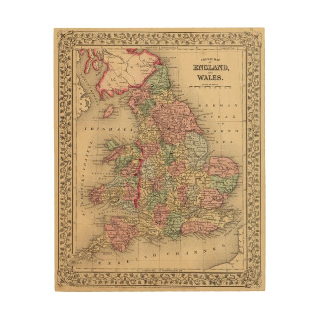 England, Wales Map by Mitchell Wood Wall Art (Front)