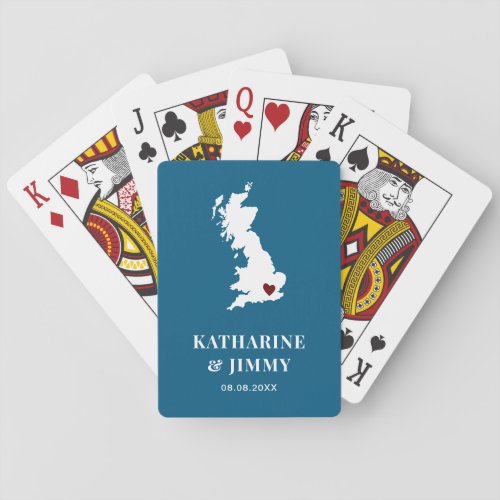 England Wedding Favor Deck of Cards UK Map Poker Cards