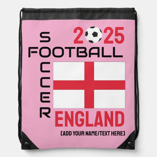 ENGLAND Women's Soccer Football 2025 ANY YEAR  Drawstring Bag (Front)