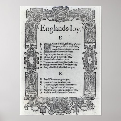 Englands Joy by Richard Vennar c1602 Poster