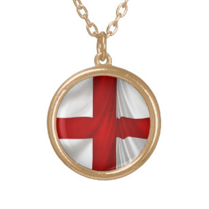 England's St George Cross Patriotic Flag Gold Plated Necklace
