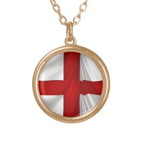 Englands St George Cross Patriotic Flag Gold Plated Necklace