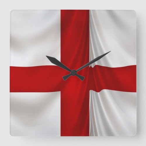 Englands St George Cross Patriotic Flag Square Wall Clock