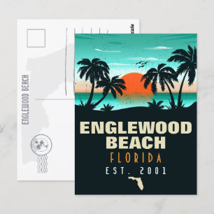 Englewood Beach Florida Retro Sunset Souvenirs 60s Postcard