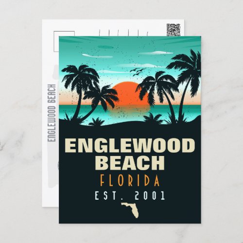 Englewood Beach Florida Retro Sunset Souvenirs 60s Postcard