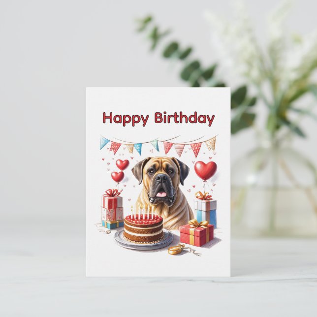 Englische Dogge Mastiff Birthday  Postcard (Standing Front)