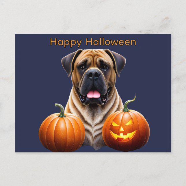 Englische Dogge Mastiff Halloween  Holiday Postcard (Front)