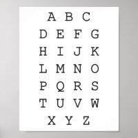 ABC - Latin Alphabet. Unique Nursery Poster with Letters in