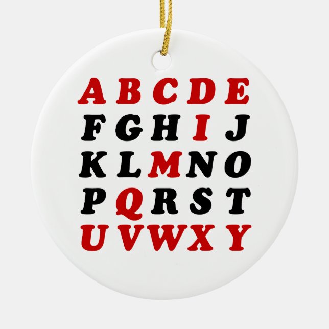 English Alphabet Ceramic Ornament (Front)