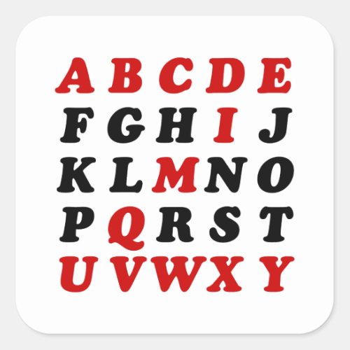 English Alphabet Square Sticker