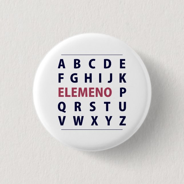 English Alphapbet ELEMENO Song Pinback Button (Front)