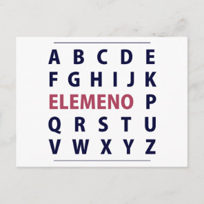 English Alphapbet ELEMENO Song Postcard
