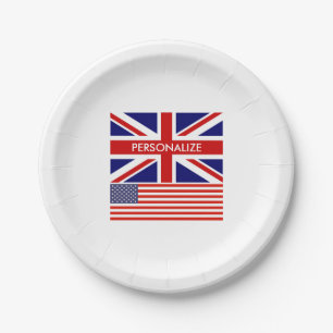 English American British Union Jack flag custom Paper Plates