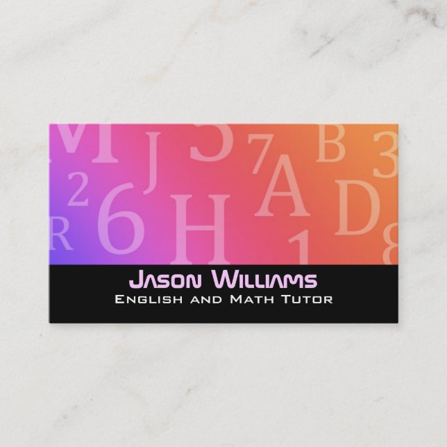 English and Math tutor Business Cards (Front)