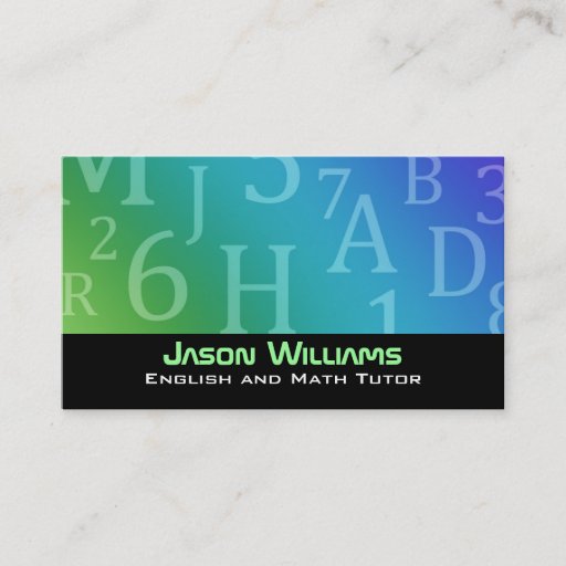 Customizable English and Math tutor Business Cards