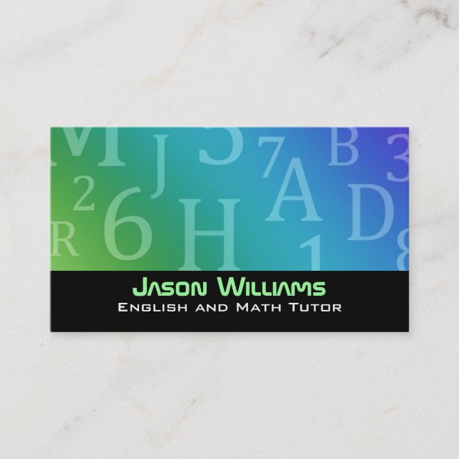 English and Math tutor Business Cards (Front)