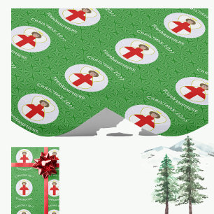 English Angel Christmas Flag Personalized Wrapping Paper