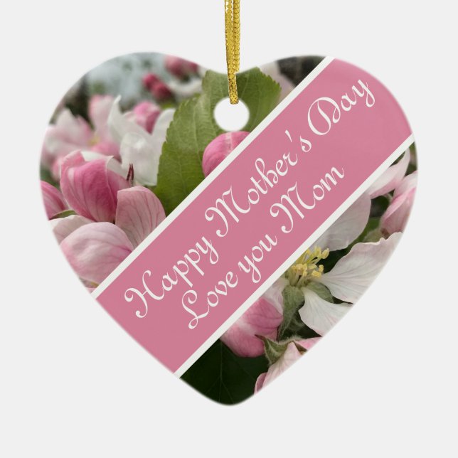  English Apple Blossom Mother’s Day Ceramic Ornament (Front)