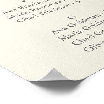 English Blooms Alphabetical Seating Chart | Zazzle