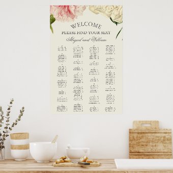 English Blooms Alphabetical Seating Chart | Zazzle