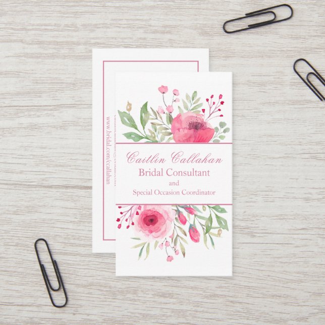 English Bouquet Floral Business Card (Front/Back In Situ)